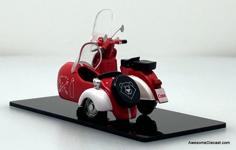 Arctic Scooter w/Side Car: Coca Cola 1:35 Diecast Model Motor Cycle by Tiny