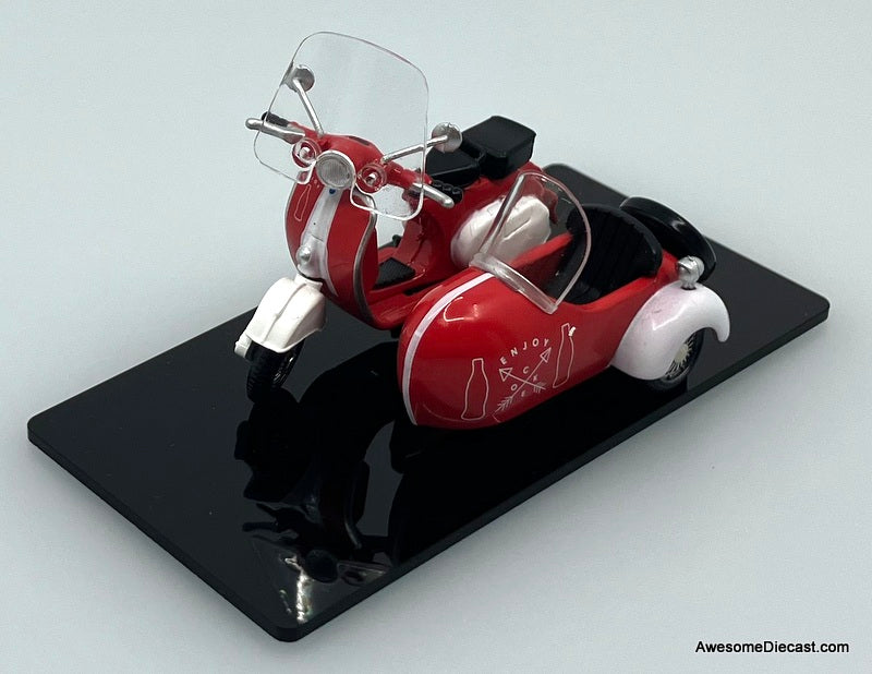 Arctic Scooter w/Side Car: Coca Cola 1:35 Diecast Model Motor Cycle by Tiny