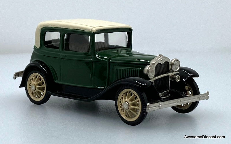 1930 Ford Model A Coupe, Green 1:43 White Metal Model Car by Brooklin Models