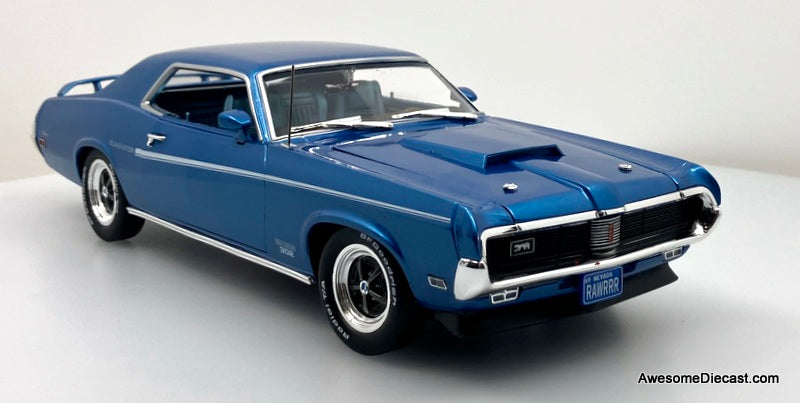 CATALOGUE SINGLES VICTOR→MERCURY 87-99 1969 Mercury Cougar Eliminator, Metallic Blue 1:18 Diecast Model