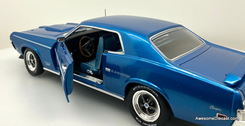 1969 Mercury Cougar Eliminator, Metallic Blue 1:18 Diecast Model Car by Auto World