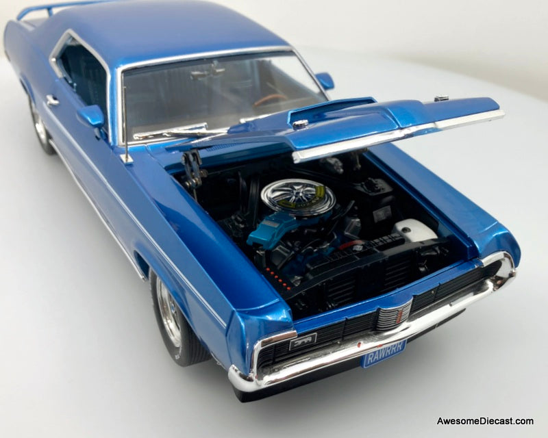 1969 Mercury Cougar Eliminator, Metallic Blue 1:18 Diecast Model Car by Auto World