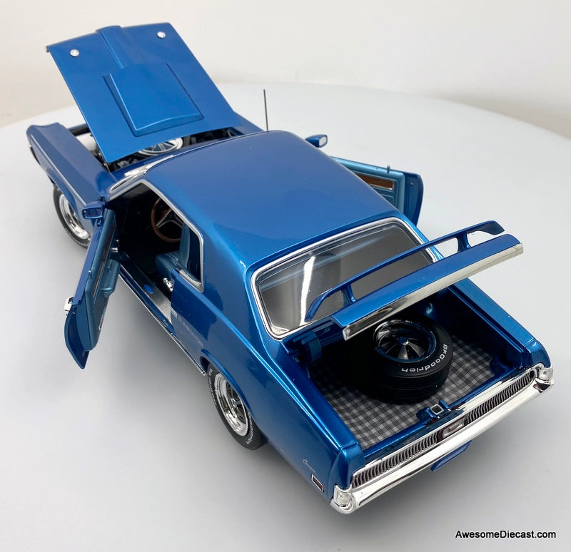 1969 Mercury Cougar Eliminator, Metallic Blue 1:18 Diecast Model Car by Auto World
