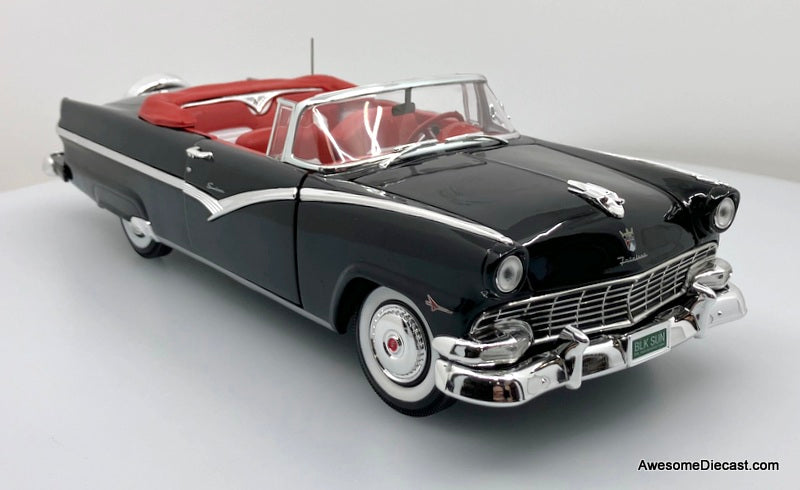 1956 Ford Fairlane Sunliner Convertible, Black 1:18 Diecast Model Car by Auto World
