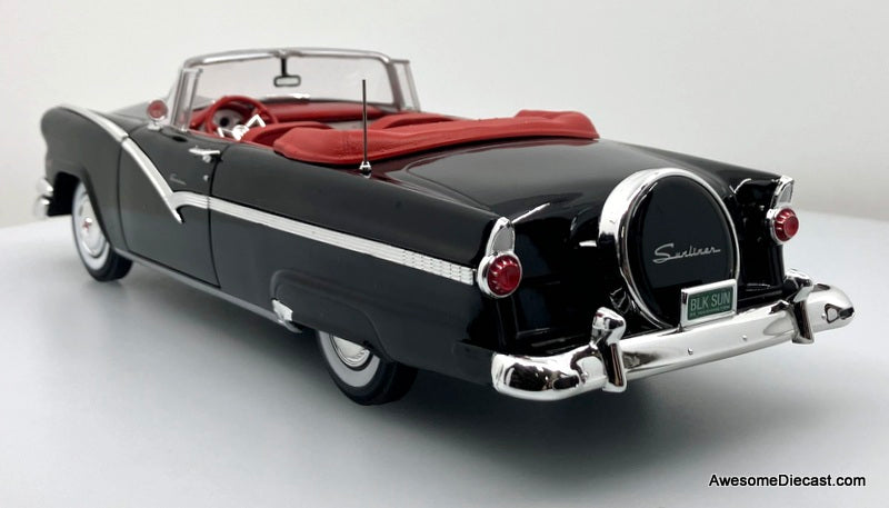 1956 Ford Fairlane Sunliner Convertible, Black 1:18 Diecast Model Car by Auto World