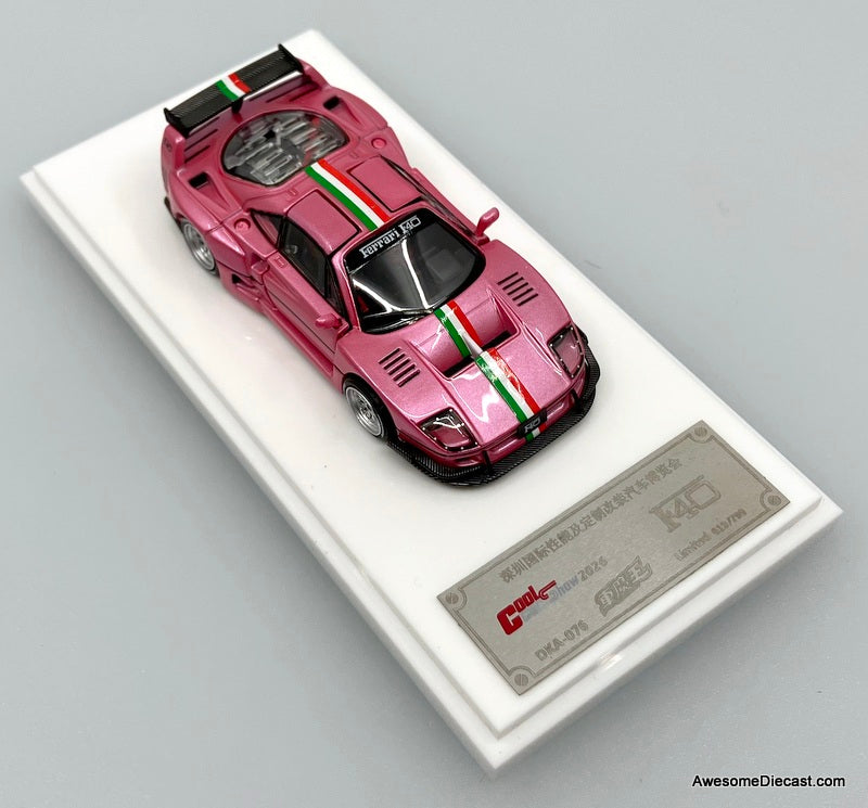 Ferrari F-40, Metallic Pink 1:64 Diecast Model Car by Demon King
