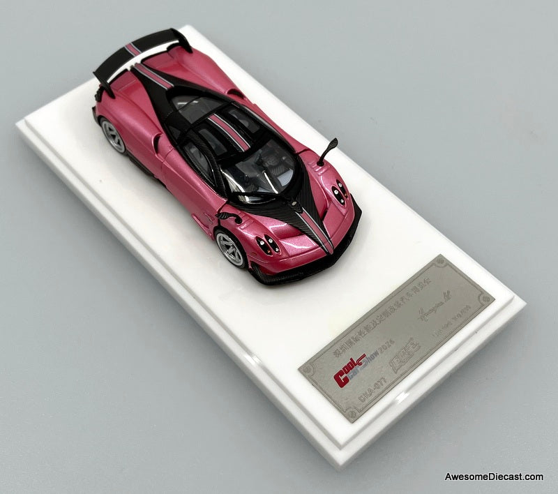 Pagani Huayra BC, Metallic Pink/Carbon Fiber 1:64 Diecast Model Car by Demon King