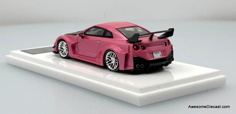 Nissan GT-R R35 Metallic Pink/Carbon Fiber 1:64 Diecast Model Car by Demon King