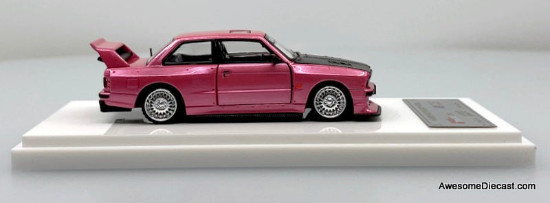 BMW E30 M3, Metallic Pink/Carbon Fiber 1:64 Diecast Model Car by Demon King