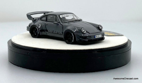 Porsche 964 RWB, Cement Gray 1:64 Diecast Model Car by PGM