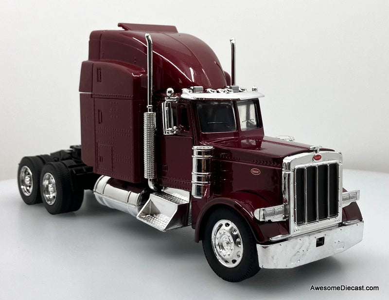 Peterbilt 379 Sleeper Tractor, Burgundy 1:32 Diecast Model Truck by New Ray