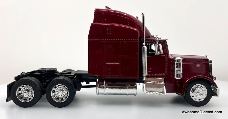 Peterbilt 379 Sleeper Tractor, Burgundy 1:32 Diecast Model Truck by New Ray