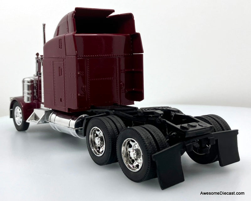 Peterbilt 379 Sleeper Tractor, Burgundy 1:32 Diecast Model Truck by New Ray