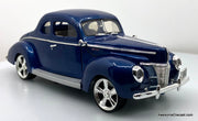 1940 Ford Deluxe Custom, Metallic Blue 1:18 Diecast Model Car by Motor Max