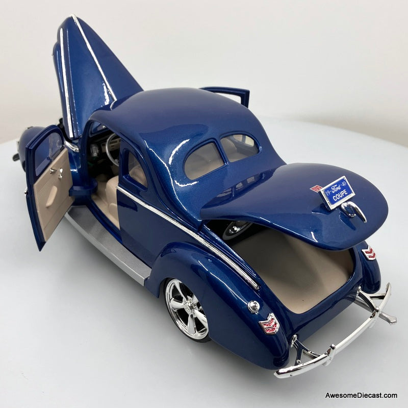 1940 Ford Deluxe Custom, Metallic Blue 1:18 Diecast Model Car by Motor Max