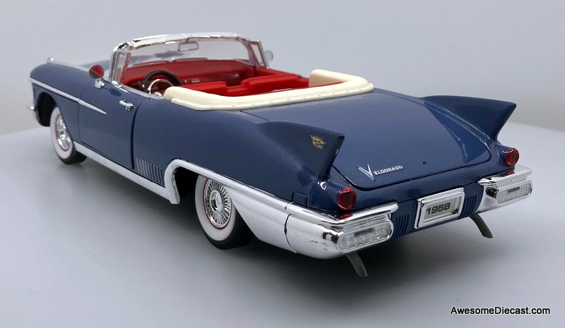 1958 Cadillac Eldorado Biarritz Convertible, Metallic Blue 1:18 Diecast Model Car by Road Signature