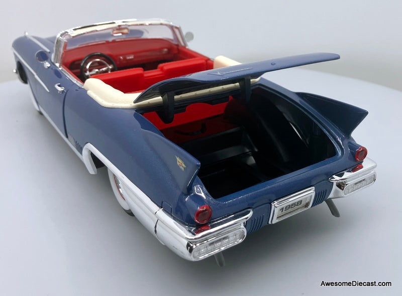 1958 Cadillac Eldorado Biarritz Convertible, Metallic Blue 1:18 Diecast Model Car by Road Signature