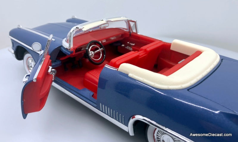 1958 Cadillac Eldorado Biarritz Convertible, Metallic Blue 1:18 Diecast Model Car by Road Signature
