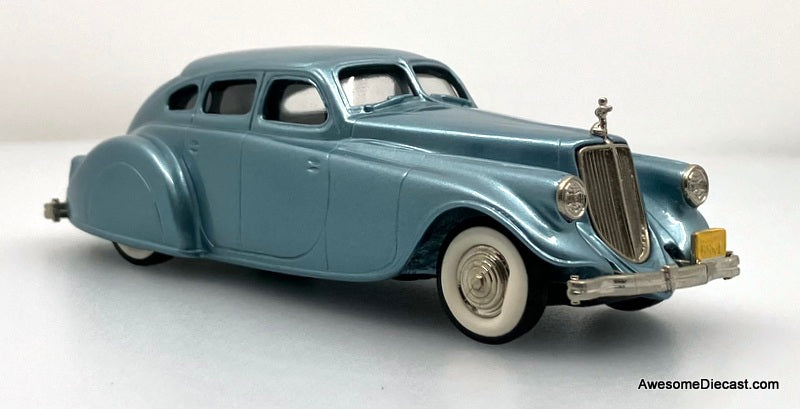 1933 Pierce Arrow Silver Arrow, Metallic Light Blue 1:43 White Metal Model Car by Brooklin Models