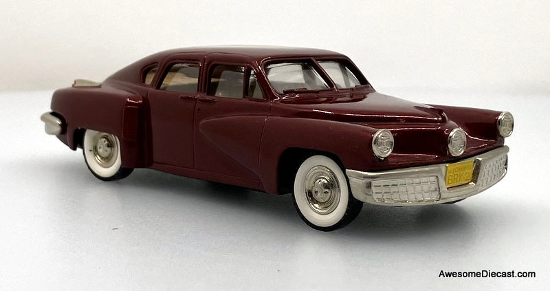 1948 Tucker Torpedo, Metallic Maroon (Movie Souvenir) 1:43 White Metal Model Car by Brooklin Models