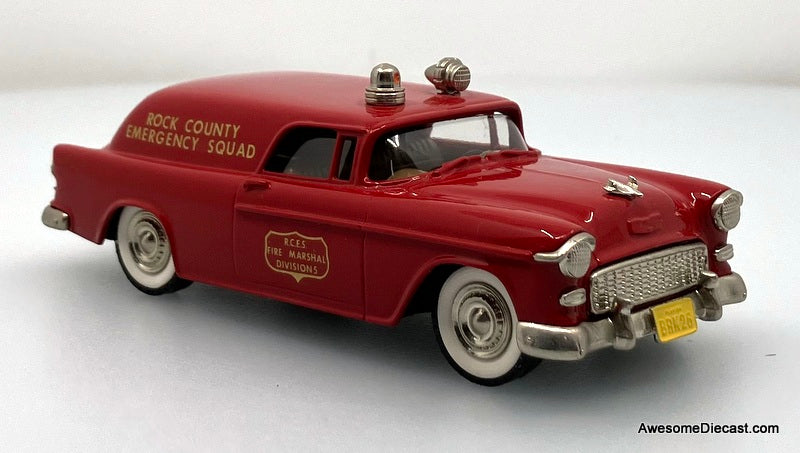 1955 Chevrolet Nomad Fire Marshal's Truck: Rock County 1:43 White Metal Model Car by Brooklin Models