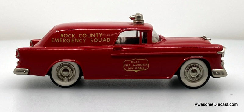 1955 Chevrolet Nomad Fire Marshal's Truck: Rock County 1:43 White Metal Model Car by Brooklin Models