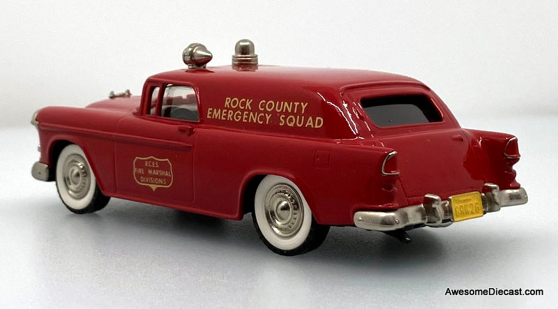 1955 Chevrolet Nomad Fire Marshal's Truck: Rock County 1:43 White Metal Model Car by Brooklin Models