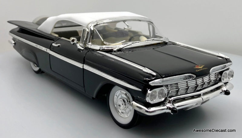 1959 Chevrolet Impala Convertible (Roof Up), Black 1:18 Diecast Model Car by Road Signature