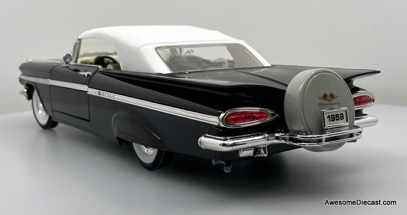 1959 Chevrolet Impala Convertible (Roof Up), Black 1:18 Diecast Model Car by Road Signature