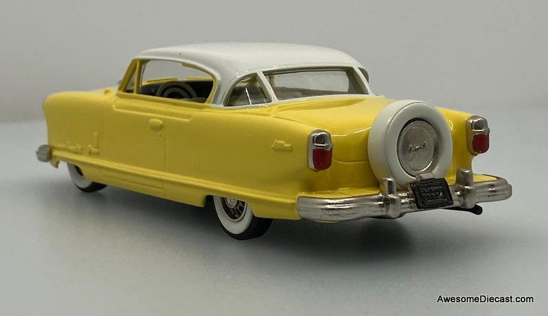 1954 Nash Ambassador Le Mans Coupe, Yellow/White 1:43 White Metal Model Car by Brooklin Models