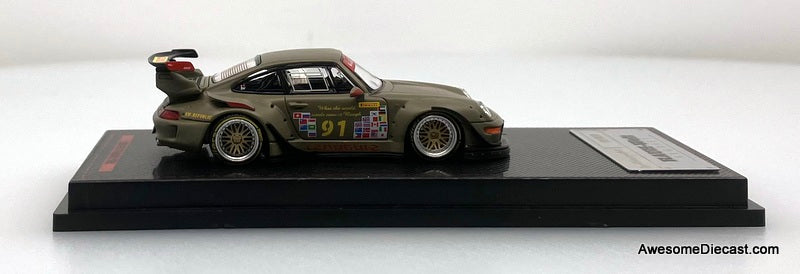 Porsche 993 RWB, Matte green 1:64 Diecast Model Car by Ignition Model