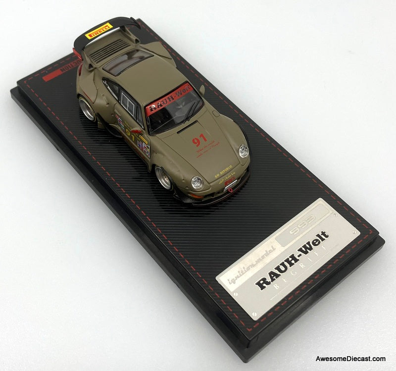 Porsche 993 RWB, Matte green 1:64 Diecast Model Car by Ignition