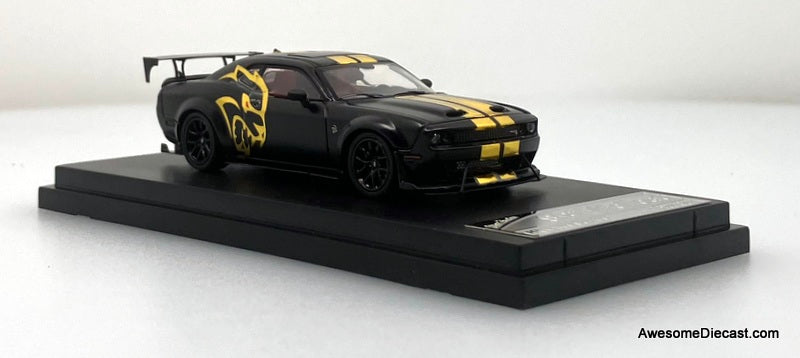 Dodge Challenger SRT Hellcat Wide-Body, Matte Black Midnight Eclipse 1:64 Diecast Model Car by Stance Hunters