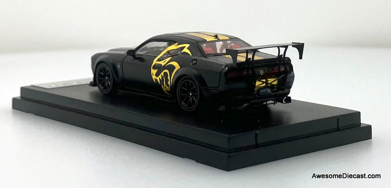 Dodge Challenger SRT Hellcat Wide-Body, Matte Black Midnight Eclipse 1:64 Diecast Model Car by Stance Hunters