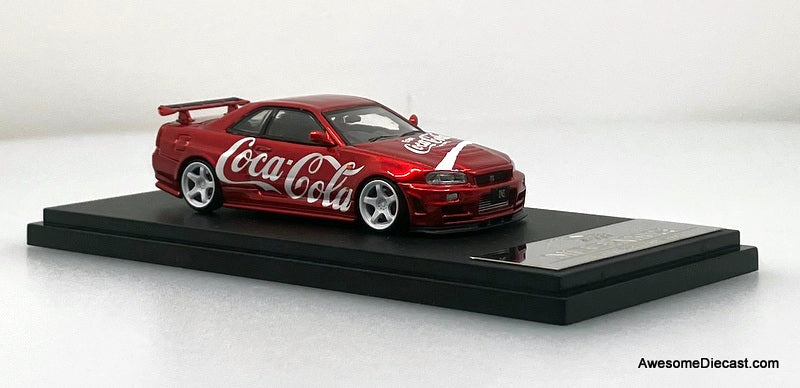Nissan Skyline GT-R R34, Coca Cola 1:64 Diecast Model Car by Fuji