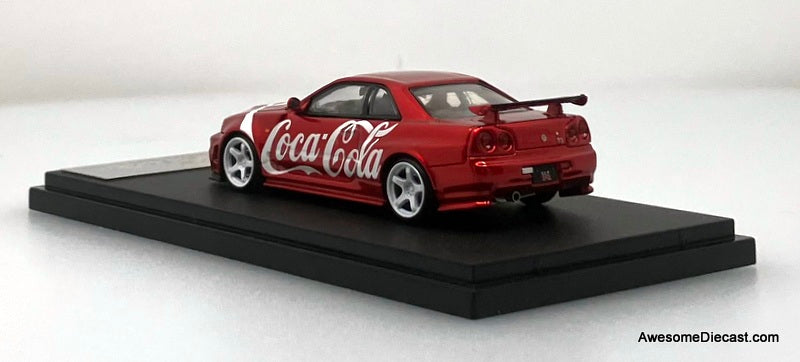 Nissan Skyline GT-R R34, Coca Cola 1:64 Diecast Model Car by Fuji