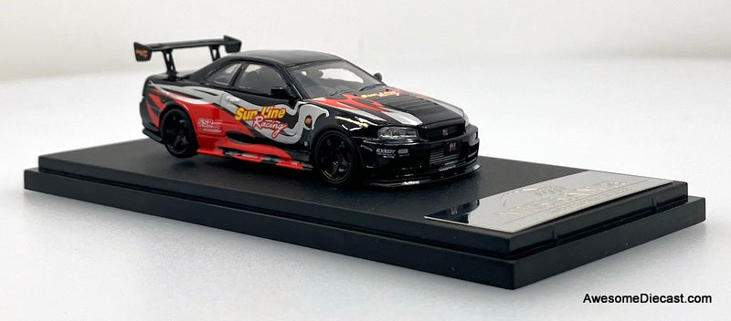 Nissan Skyline GT-R R34 Nizmo Z-Tune, Sun Line Racing 1:64 Diecast Model Car by Fuji