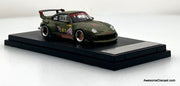 Porsche 993 RWB (Open Rear), Matte green 1:64 Diecast Model Car by Street Warrior