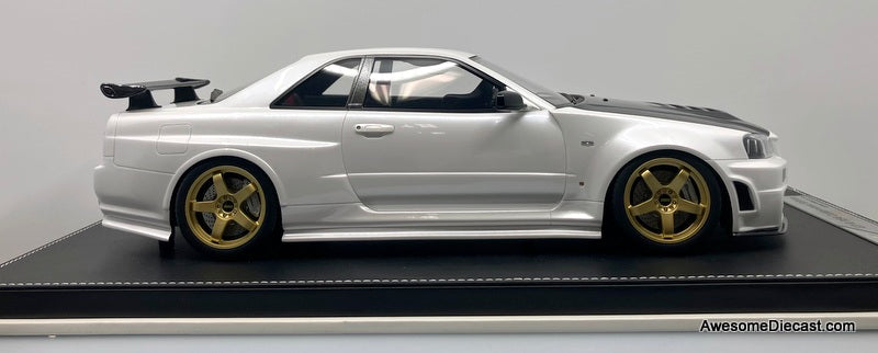 【新品】IVY Nissan GT-R ミニカー 1/18 ホワイト Nissan GT-R R34, Pearlescent White 1:12 Resin Cast Model by Ivy