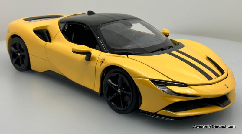 Ferrari SF90 Stradale, Metallic Yellow 1:18 Diecast Model Car by Maisto