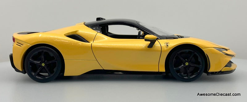 Ferrari SF90 Stradale, Metallic Yellow 1:18 Diecast Model Car by Maisto