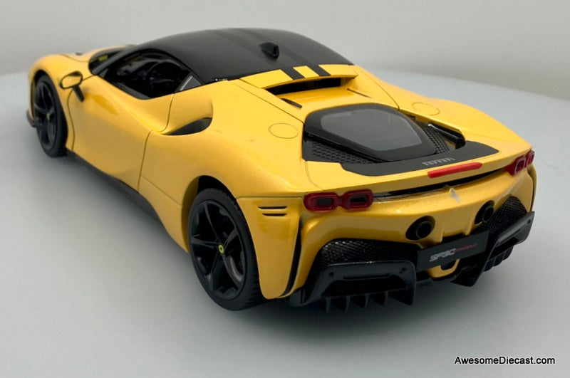 Ferrari SF90 Stradale, Metallic Yellow 1:18 Diecast Model Car by Maisto