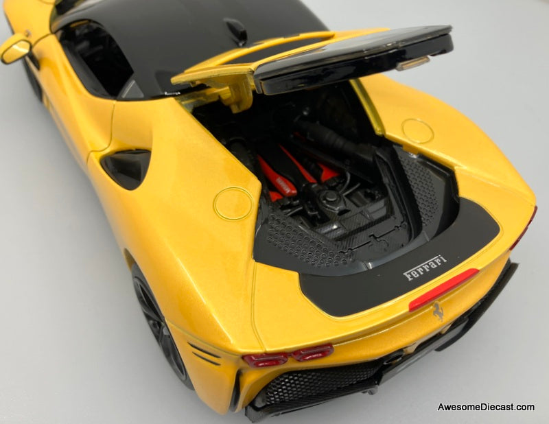 Ferrari SF90 Stradale, Metallic Yellow 1:18 Diecast Model Car by Maisto