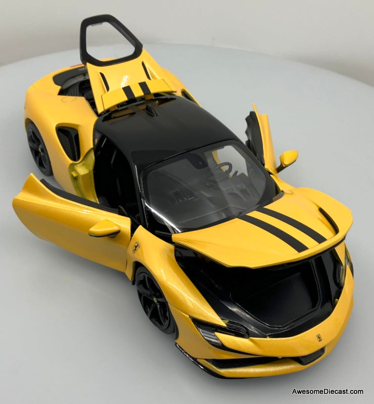 Ferrari SF90 Stradale, Metallic Yellow 1:18 Diecast Model Car by Maisto