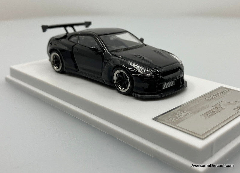 Nissan GTR R-35 Rocket Bunny, Black 1:64 Diecast Model Car by Flame