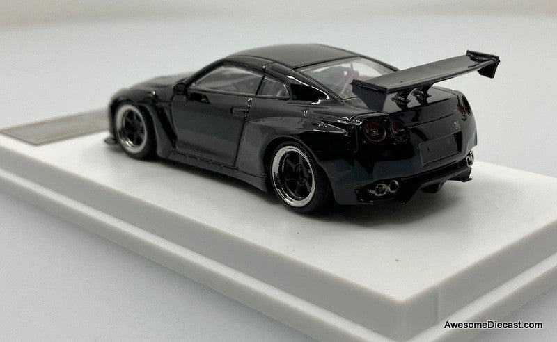 Nissan GTR R-35 Rocket Bunny, Black 1:64 Diecast Model Car by Flame
