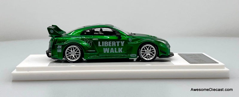Nissan GT-R R35 RR LBWK Green Livery 1:64 Diecast Model Car by Demon King