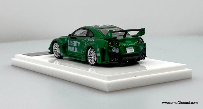 Nissan GT-R R35 RR LBWK Green Livery 1:64 Diecast Model Car by Demon King