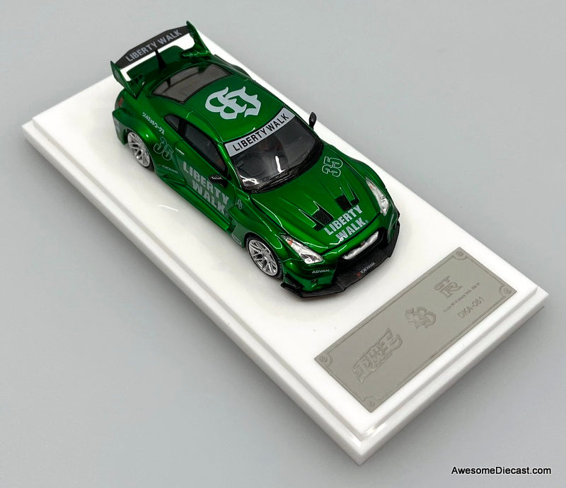 Nissan GT-R R35 RR LBWK Green Livery 1:64 Diecast Model Car by