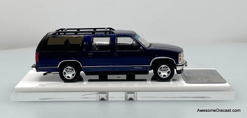 GMC Suburban GMT400 SUV, Metallic Blue 1:64 Diecast Model Car by Bliss